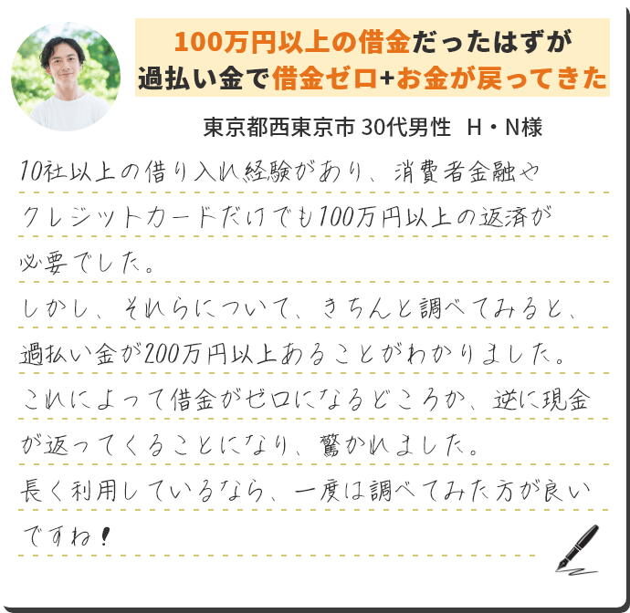 100万円以上の借金だったはずが過払い金で借金ゼロ+お金が戻ってきた