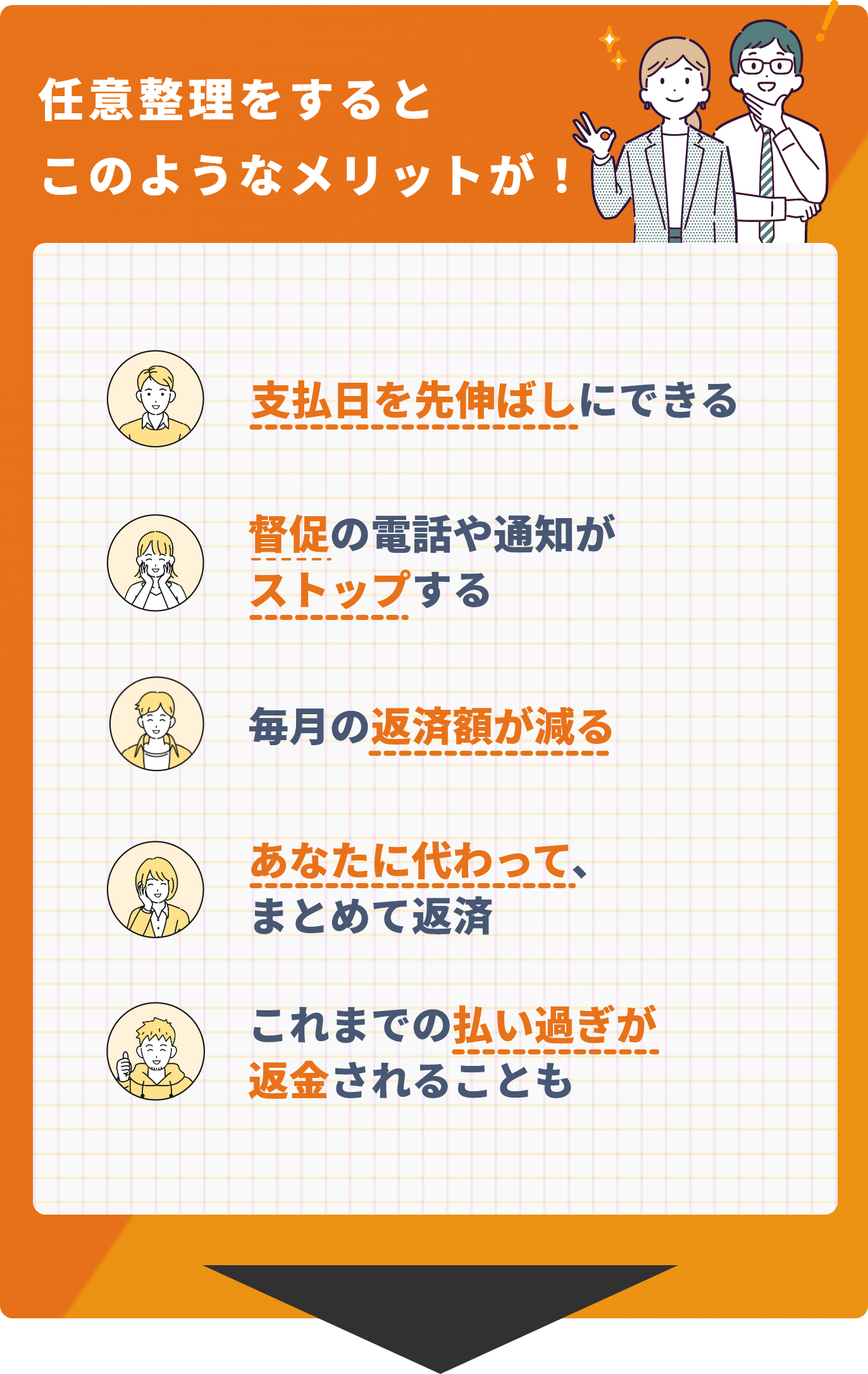 任意整理をするとこのようなメリットが！