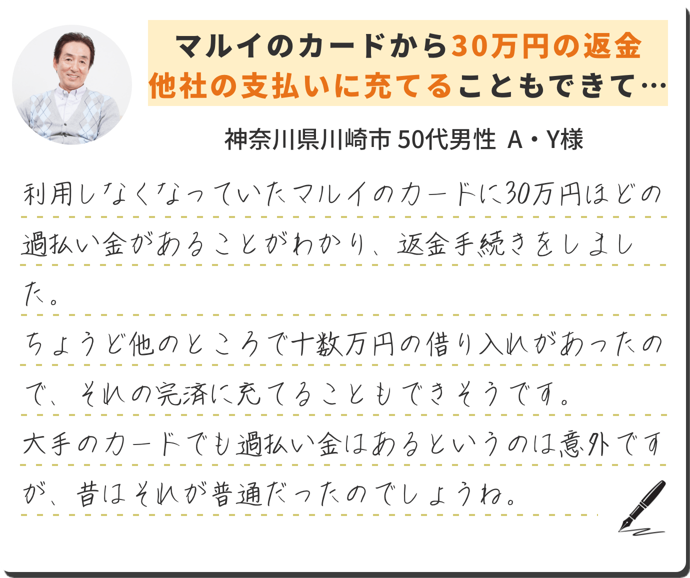 マルイのカードから30万円の返金他社の支払いに充てることもできて…